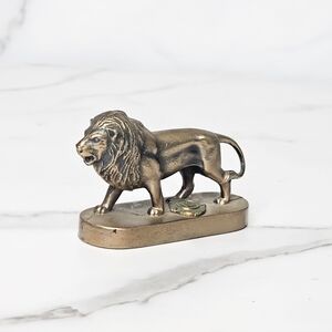 Vintage Brass Paperweight Lion Figurine for the Lions Club International